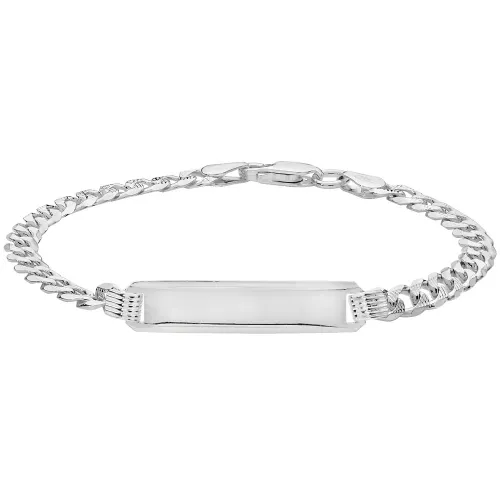 Silver Curb Pave Id Bracelet 6.6g